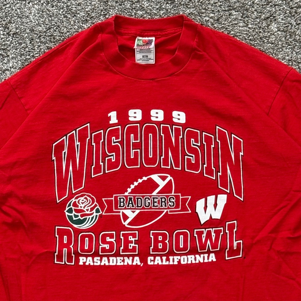 Vintage Wisconsin Badgers 1999‎ Rose Bowl T-Shirt Mens XL Fruit of the Loom 90s